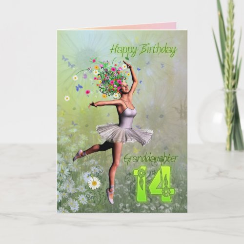 Granddaughter age 14 flower fairy birthday card