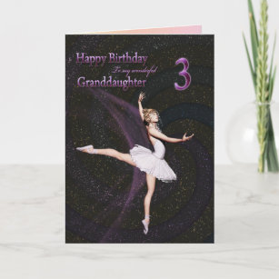 Birthday Granddaughter Bear Ballerina Pink Tutu GLITTERED Birthday Greeting Card 