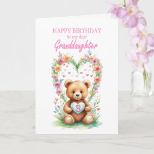 Granddaughter Age 3 Teddy Bear Card