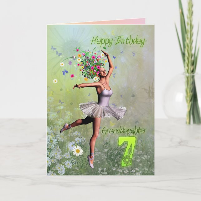 Granddaughter age 7, flower fairy birthday card (Front)