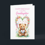 Granddaughter Age 7 Teddy Bear  Card<br><div class="desc">Send birthday wishes to your granddaughter on her seventh birthday in the cutest way possible with this lovely card. A teddy bear, in front of a bunch of colorful flowers, presents a heart showcasing the age of 7. Make their birthday unforgettable with this charming card. A 7th birthday card for...</div>