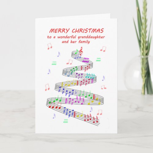 Granddaughter and Family Sheet Music Christmas Holiday Card