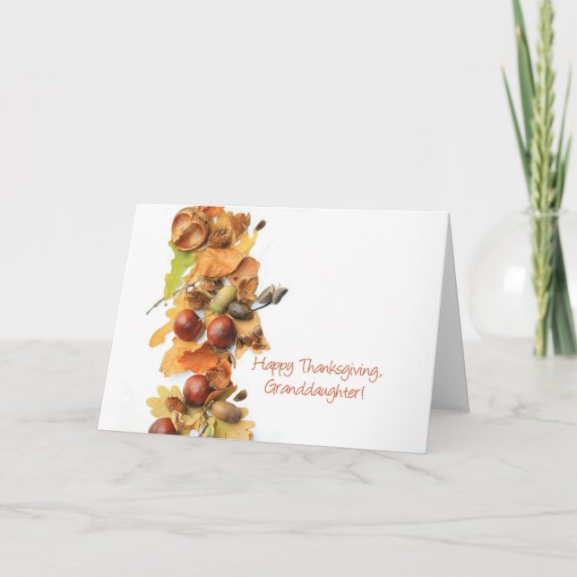 Granddaughter autumn border thanksgiving greeting holiday card (Front)
