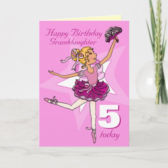 Granddaughter ballerina birthday pink age card | Zazzle.com