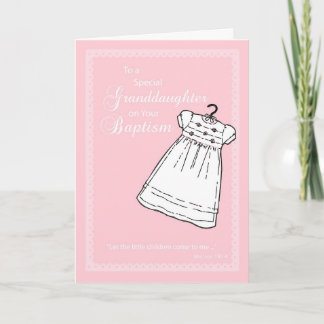 Granddaughter, Baptism Gown on Pink Card