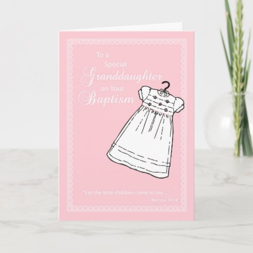 Granddaughter Baptism Gown on Pink Card