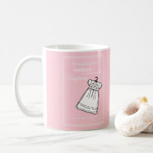 Granddaughter, Baptism Gown on Pink Personalized Coffee Mug