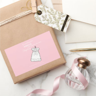 Granddaughter, Baptism Gown on Pink Personalized Rectangular Sticker
