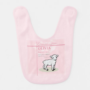 Granddaughter Baptism Pink Lamb Personalized Baby Bib