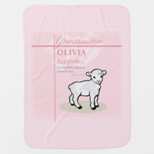 Granddaughter Baptism Pink Lamb Personalized Baby Blanket