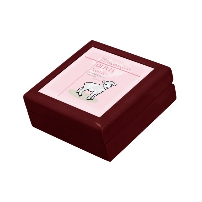 Granddaughter Baptism Pink Lamb Personalized Gift Box (Side)