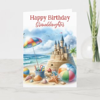 Granddaughter Beach Birthday Folded Greeting Card