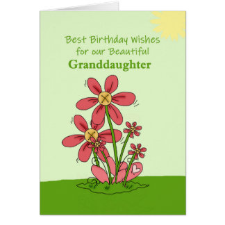 Granddaughter Best Birthday Wishes Flowers Grass Cards