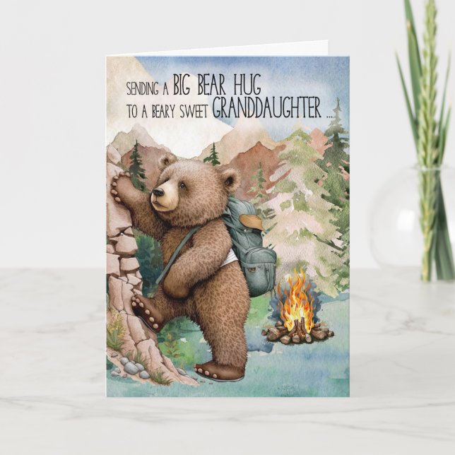 Granddaughter Big Bear Hug Away at Summer Camp Card (Front)