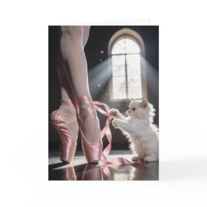 Granddaughter Birthday Ballerina with Kitten Card