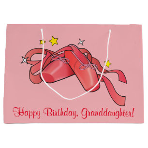 Granddaughter Birthday Ballet Slippers with Stars Large Gift Bag