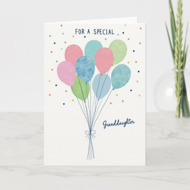 Granddaughter Birthday Balloons Card (Front)