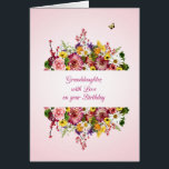 Granddaughter Birthday Beautiful Bouquet<br><div class="desc">A beautiful birthday card for a granddaughter. A bouquet is divided by words of love wishing for a happy birthday. All on a delicate pink background. A gorgeous,  traditional birthday card that will give real joy.</div>