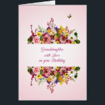 Granddaughter Birthday Beautiful Bouquet  Cards<br><div class="desc">A beautiful birthday card for a granddaughter. A bouquet is divided by words of love wishing for a happy birthday. All on a delicate pink background. A gorgeous,  traditional birthday card that will give real joy.</div>