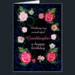 Granddaughter Birthday Beautiful Roses<br><div class="desc">A dreamy rose covered birthday card for a granddaughter. A beautiful card full of flowers to give to your granddaughter. Pink roses on a scrolling framework over a dark background. So elegant and classic!  A gorgeous,  traditional birthday card that will give real joy.</div>