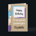 Granddaughter birthday blue white rustic card<br><div class="desc">Personalize this Happy Birthday Card for a special Granddaughter
Designed in purple,  blue and black.
Add a name and your message.
Happy Birthday
With Love
*Kraft graphic rustic effect background.
*Real Kraft card is not used</div>
