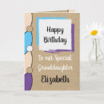 Granddaughter birthday blue white rustic card<br><div class="desc">Personalize this Happy Birthday Card for a special Granddaughter
Designed in purple,  blue and black.
Add a name and your message.
Happy Birthday
With Love
*Kraft graphic rustic effect background.
*Real Kraft card is not used</div>