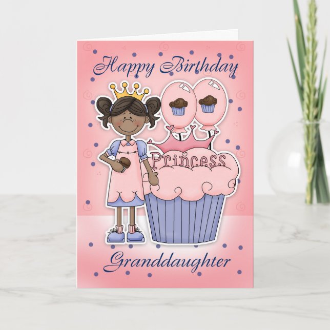 Granddaughter Birthday Card - Cupcake Princess (Front)