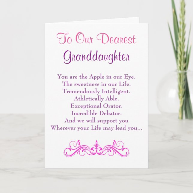 granddaughter birthday card.girls.daughters.female card (Front)