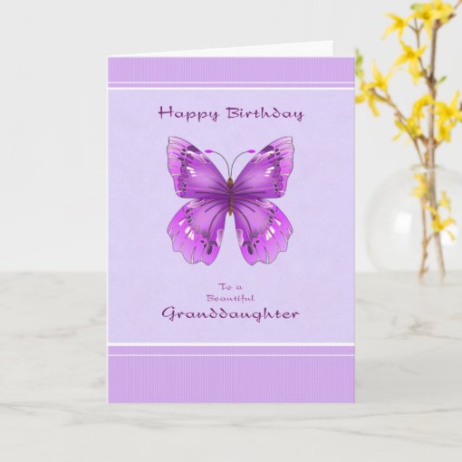 Granddaughter Birthday Card Purple Butterfly Zazzle