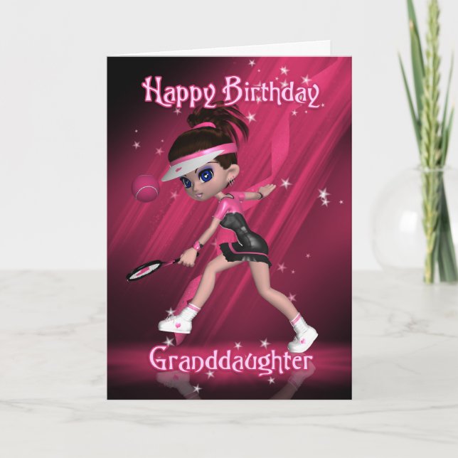 Granddaughter Birthday Card - Tennis (Front)