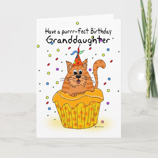 granddaughter birthday card with ginger cupcake ca (Front)