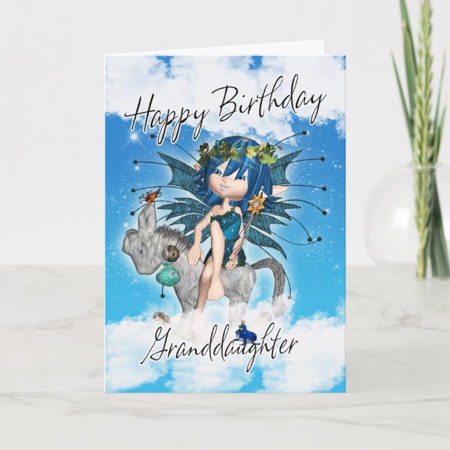 Granddaughter Birthday Card - With Sky Fairy On Ro (Front)