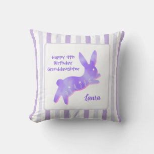 Granddaughter Birthday Cute Purple Bunny Custom Throw Pillow