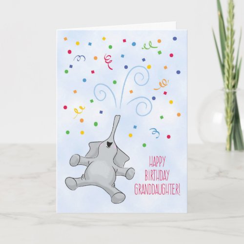 Granddaughter Birthday Elephant  Confetti Card