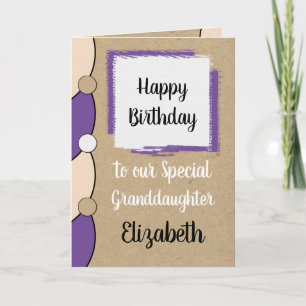 Granddaughter birthday purple white rustic card