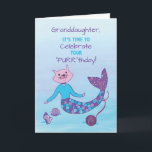 Granddaughter Birthday Purrmaid w/ Sparkly Glitter Card<br><div class="desc">Your granddaughter will love this purrmaid card for her birthday! A cat on a mermaid body meets for this cute ocean mythical creature.</div>