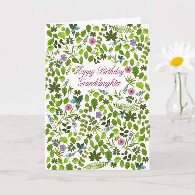 Granddaughter Birthday Scattered Leaves Card (Small Plant)