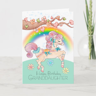 Granddaughter Birthday With A Sweet Prancing Pony Card