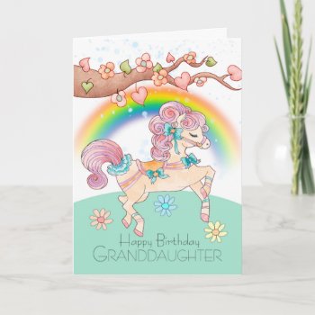 Granddaughter Birthday With A Sweet Prancing Pony Card by moonlake at Zazzle