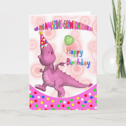 Granddaughter Birthday With Pink Dragon Soda Card