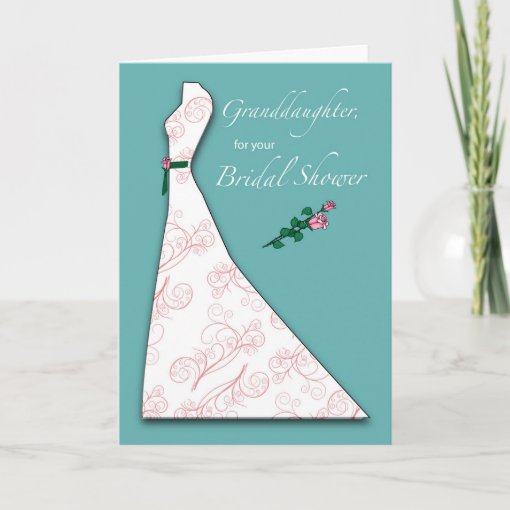Granddaughter Bridal Shower Dress Silhouette Teal Invitation Zazzle