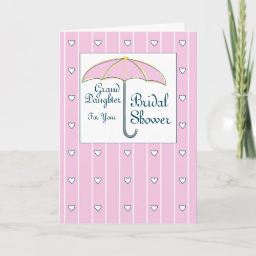 Granddaughter Bridal Shower Pink Umbrella Holiday Card