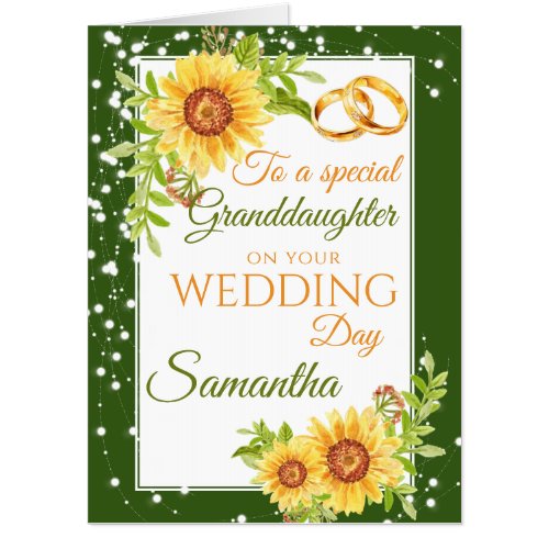 Granddaughter Bride Wedding Day Sunflower Jumbo Card