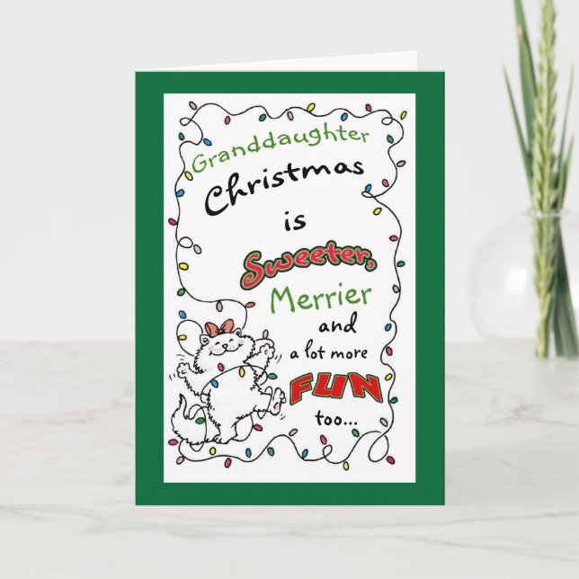 Granddaughter Christmas is Sweeter Holiday Card (Front)