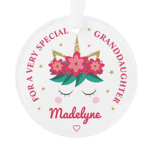 Granddaughter Christmas Unicorn Personalized Ornament