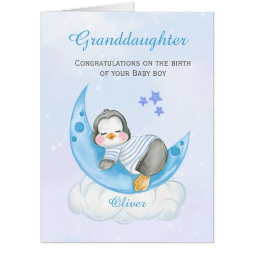 Granddaughter Congratulations A New Baby Boy Jumbo Card