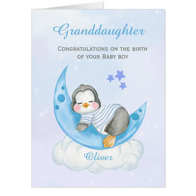 Granddaughter Congratulations A New Baby Boy Jumbo Card | Zazzle