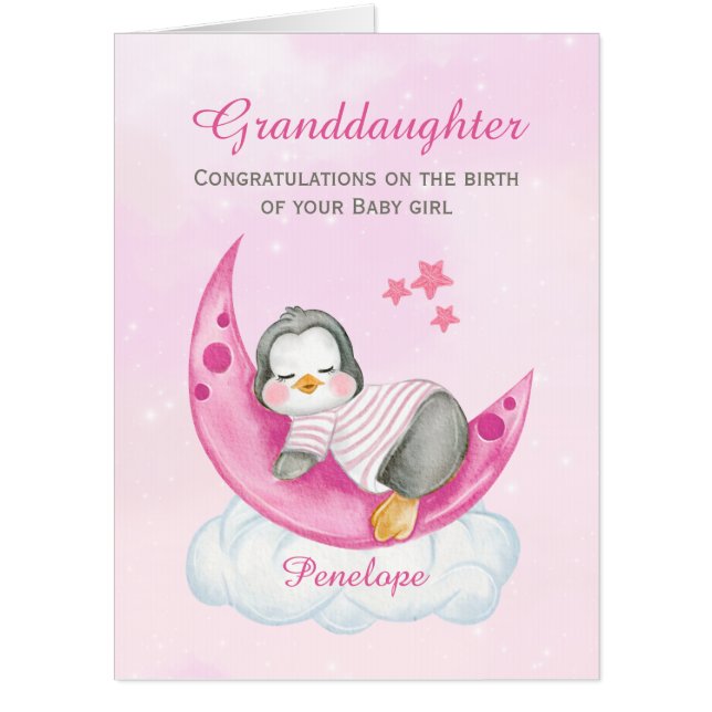 Granddaughter Congratulations New Baby Girl Jumbo Card (Front)