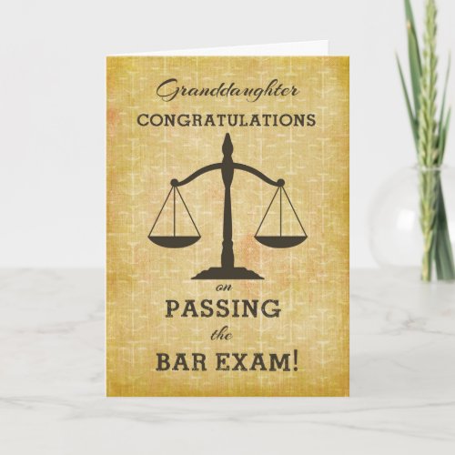 Granddaughter Congratulations Passing Bar Exam Card