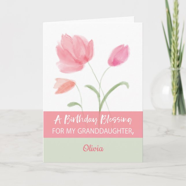 Granddaughter Custom Name Religious Birthday Card (Front)
